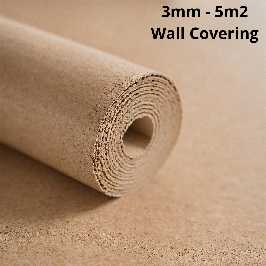 Cork Roll Wall Covering 3mm 5m2 (53.81sqft)