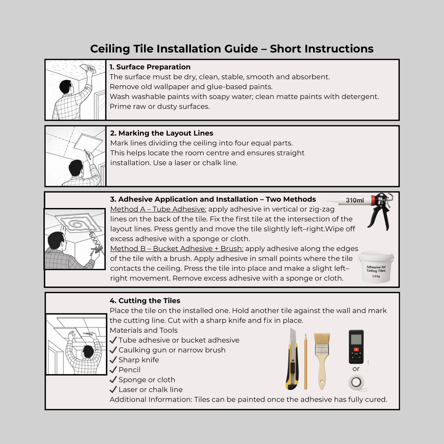 Decorative ceiling and wall panels White 14, 2m2 set with 8 lightweight panels, textured 3D design for interior decoration