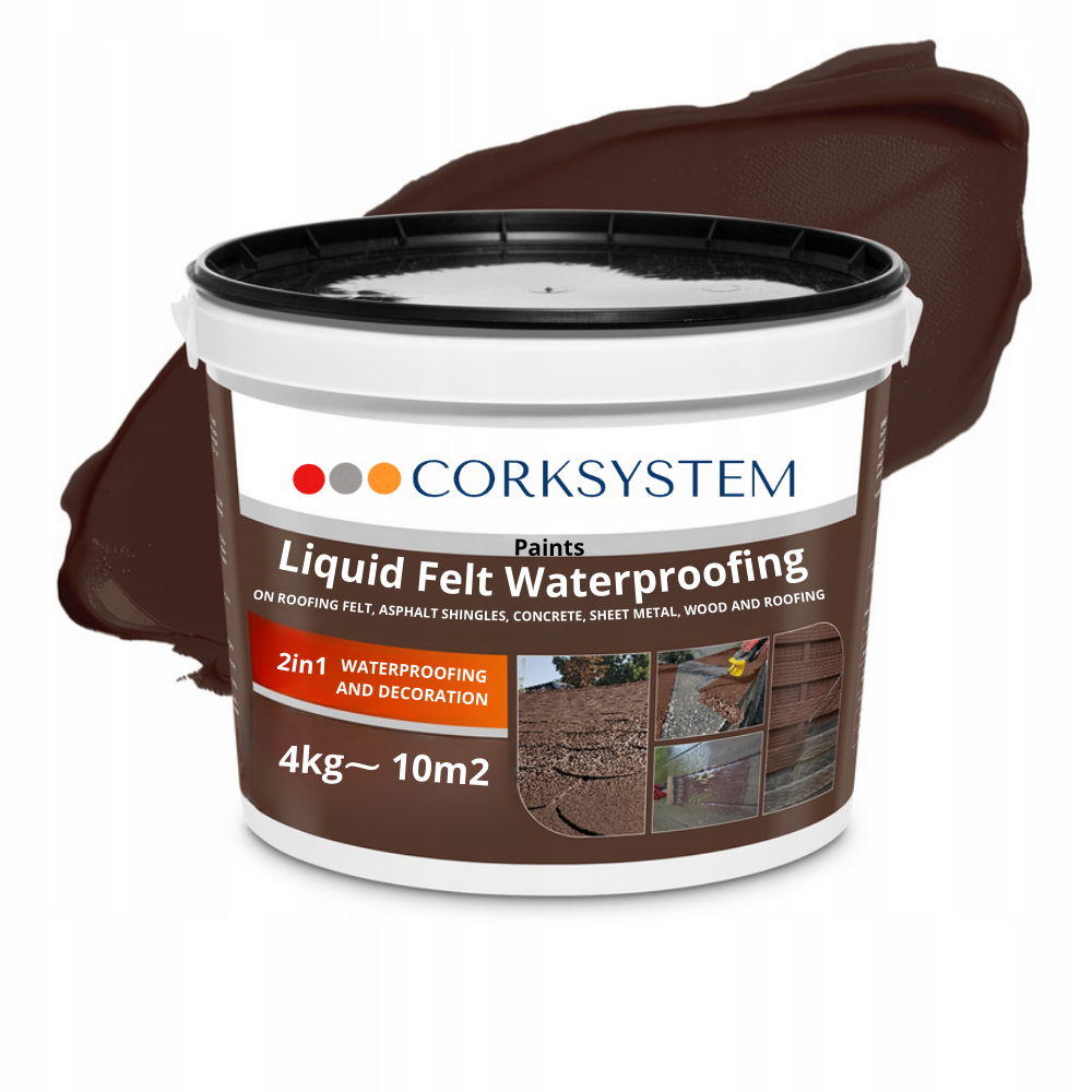 Brown liquid roof membrane 4kg, provides durable and waterproof protection, easy to apply for professional-grade roof sealing results