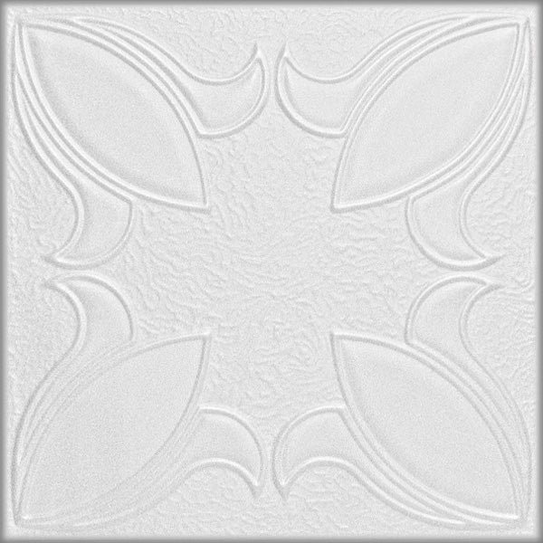 White decorative 3D textured ceiling and wall panels, modern interior design, set of 8 panels, 2 square meters coverage