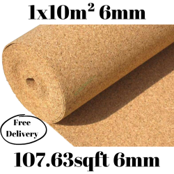 Cork Roll 6mm 1x10m (10m2, 107.63 sqft)