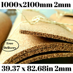 Cork Sheet Roll 2mm 1000x2100mm (22.60 sqft)