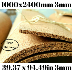 Cork Sheet Roll 3mm 1000x2400mm (25.83 sqft)