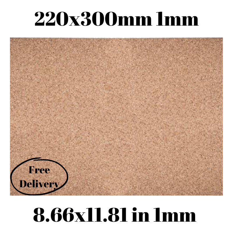 Cork sheet 1mm 220x300mm (8,66 x 11,81 in) 2pcs
