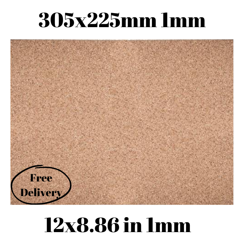Cork sheet 1mm 305x225mm (12.01 x 8.86in) 2pcs
