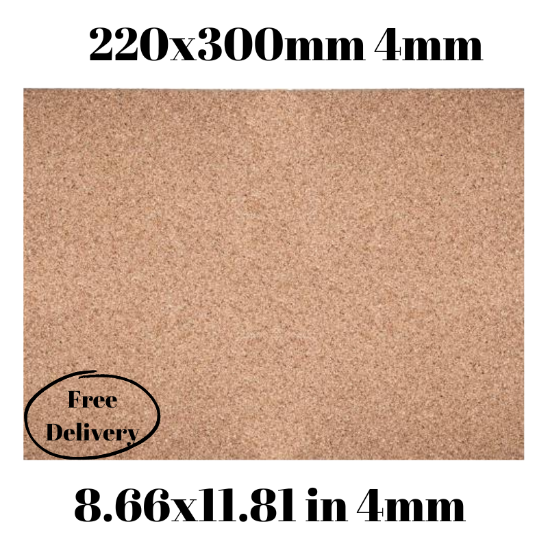 Cork sheet 4mm 220x300mm (7.87 x 11.81in) 2pcs