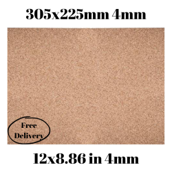 Cork sheet 4mm 305x225mm (12.01 x 8.86in) 2pcs