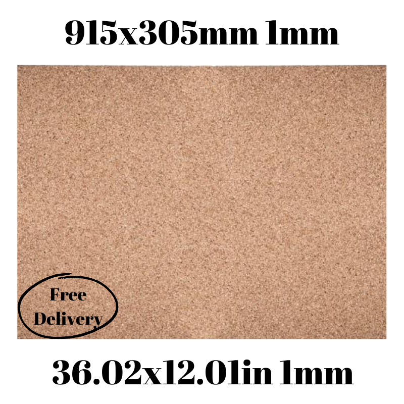 Cork sheet 1mm 915x305mm (36.02 x 12.01in)