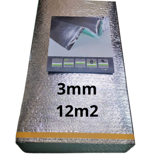 Underlay XPS 3mm with Aluminium Membrane -Thermal Insulation for Laminate & Wood Flooring - 12 - 48m2 (129.16 - 516.66sqft)