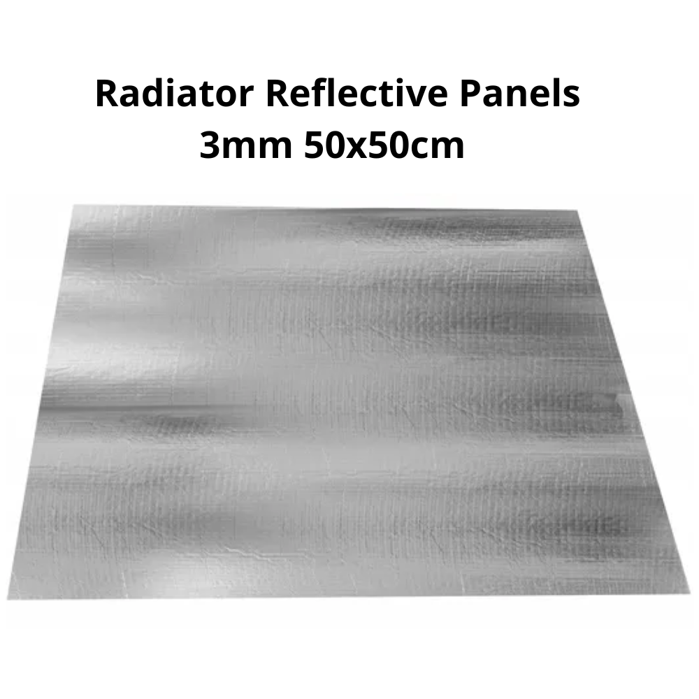 Radiator Reflective Panel XPS with Aluminium Foil - High Dense Core - 3mm - 50x50cm - 2m2 Coverage - 8 Panels