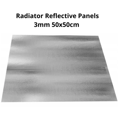 Radiator Reflective Panel XPS with Aluminium Foil - High Dense Core - 3mm - 50x50cm - 2m2 Coverage - 8 Panels