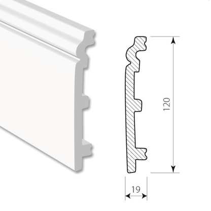 White 1 Skirting Board – 2400 × 120 × 19 mm (3 Pack)