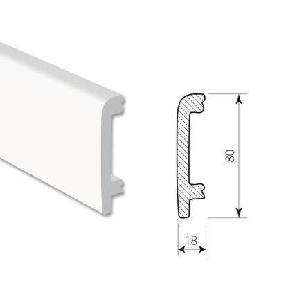 White 2 Skirting Board – 2400 × 80 × 18 mm (3 Pack)
