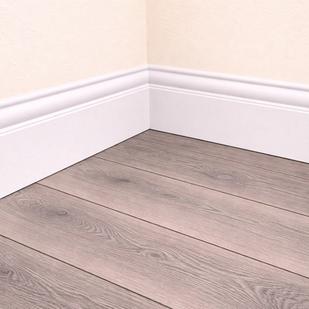 White 1 Skirting Board – 2400 × 120 × 19 mm (3 Pack)