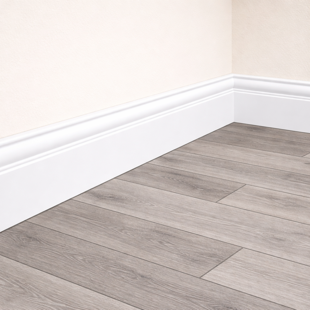 White 1 Skirting Board – 2400 × 80 × 19 mm (3 Pack)