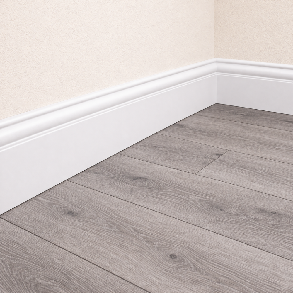 White 2 Skirting Board – 2400 × 80 × 18 mm (3 Pack)