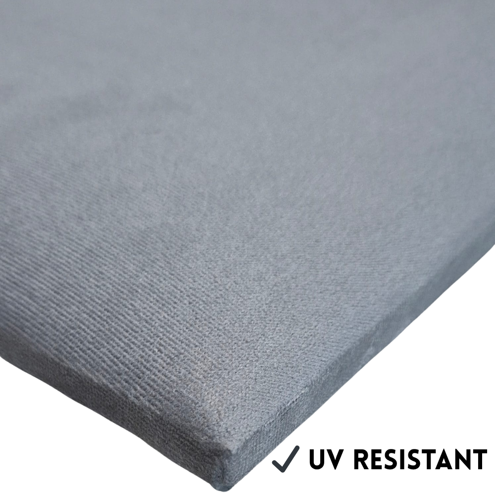 Upholstered Wall Panel - 600x300mm - Pale Grey - Velvet Finish - UV Resistant - 1 Panel