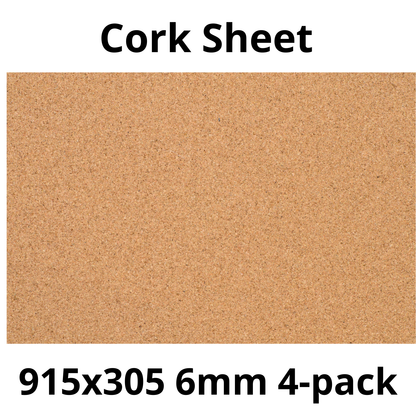 Cork Sheet - 915x305mm - 6mm - Décor and DIY - Pack of 4