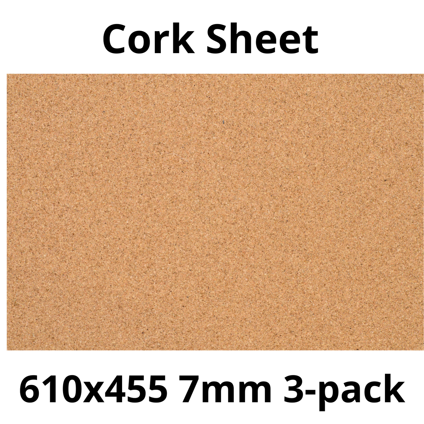 Cork Sheet - 610x455mm - 7mm - Décor and DIY - Pack of 3