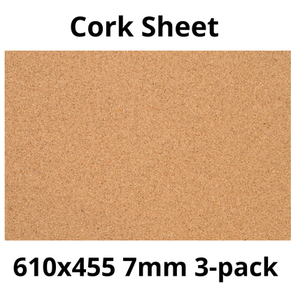 Cork Sheet - 610x455mm - 7mm - Décor and DIY - Pack of 3