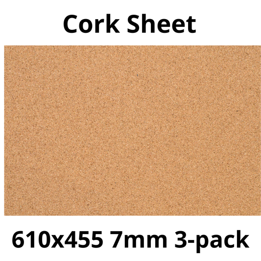 Cork Sheet - 610x455mm - 7mm - Décor and DIY - Pack of 3