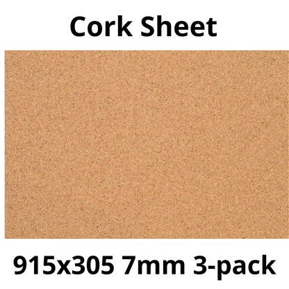 Cork Sheet - 915x305mm - 7mm - Décor and DIY - Pack of 3