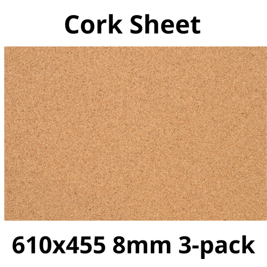 Cork Sheet - 610x455mm - 8mm - Décor and DIY - Pack of 3