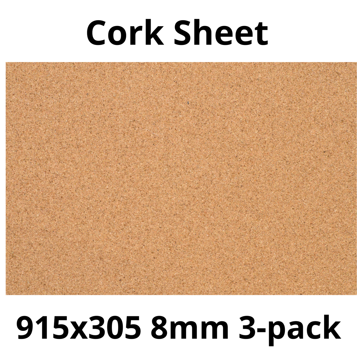 Cork Sheet - 915x305mm - 8mm - Décor and DIY - Pack of 3