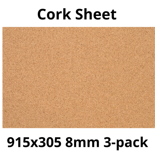 Cork Sheet - 915x305mm - 8mm - Décor and DIY - Pack of 3