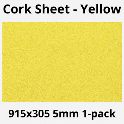 Cork Sheet - 915x305mm - 5mm - Decor and DIY - Pack of 1 - Self-adhesive, peel and stick - Yellow