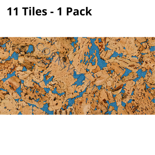 Decorative Cork Wall Tiles - Blue - 1 Pack - 1.98m2 (21.31sqft)