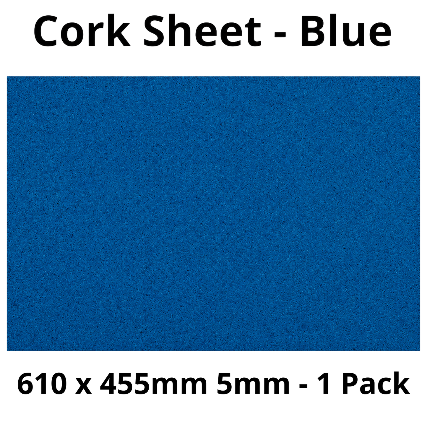 Cork Sheet - 610x 455mm - 5mm - Decor and DIY - Pack of 1 - Self-adhesive, peel and stick - Blue