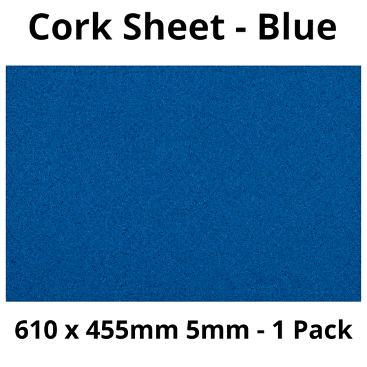Cork Sheet - 610x 455mm - 5mm - Decor and DIY - Pack of 1 - Self-adhesive, peel and stick - Blue