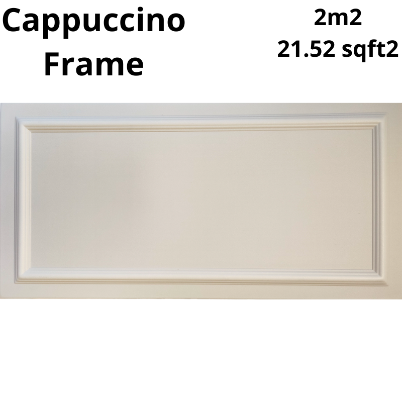 Decorative 3D wall and ceiling panel in cappuccino frame style, covering 2m2, durable finish, single pack.