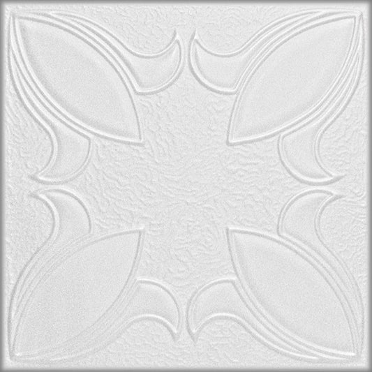White decorative 3D textured ceiling and wall panels, modern interior design, set of 8 panels, 2 square meters coverage