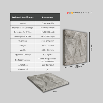 Concrete 3D: Decorative Ceiling & Wall Panels - 2m2 (21.52 sqft) - 8 Panels