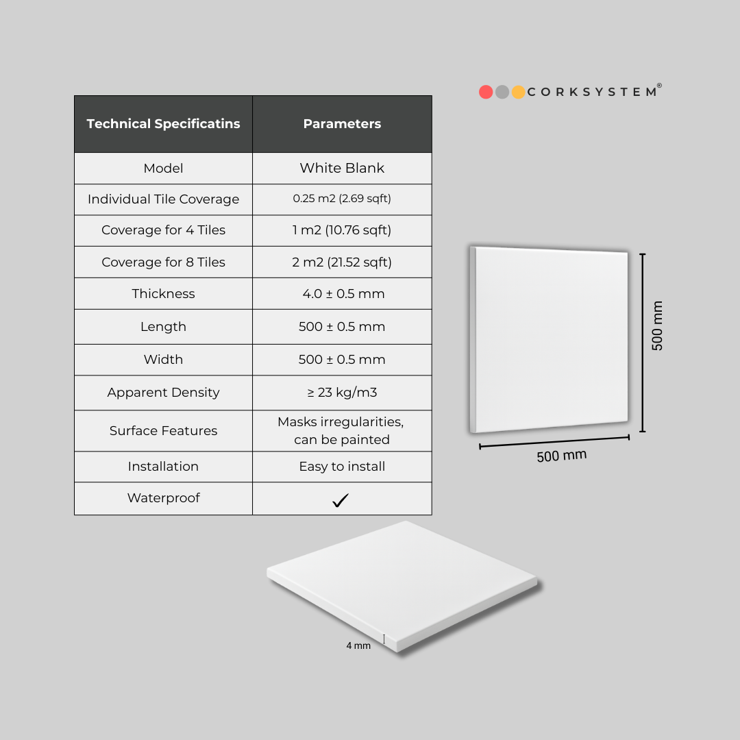 White Blank: Decorative Ceiling & Wall Panels - 2m2 (21.52 sqft) - 8 Panels