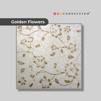 Gold Flowers: Decorative Ceiling & Wall Panels - 2m2 (21.52 sqft) - 8 Panels