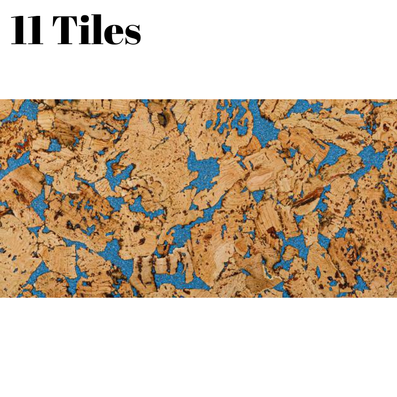 Decorative Cork Wall Tiles - Blue - 1 Pack - 1.98m2 (21.31sqft)