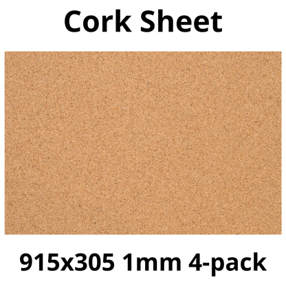 Cork Sheet - 915x305mm - 1mm - Décor and DIY - Pack of 4