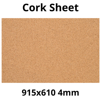 Cork Sheet - 915x610mm - 4mm - Décor and DIY - Pack of 1