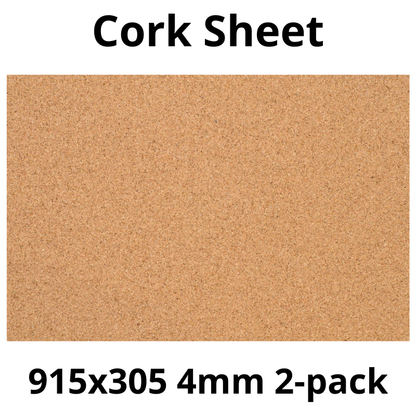 Cork Sheet - 915x305mm - 4mm - Décor and DIY - Pack of 2