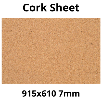 Cork Sheet - 915x610mm - 7mm - Décor and DIY - Pack of 1