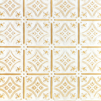 White 13 (Gold): Decorative Ceiling & Wall Panels - 2m2 (21.52 sqft) - 8 Panels