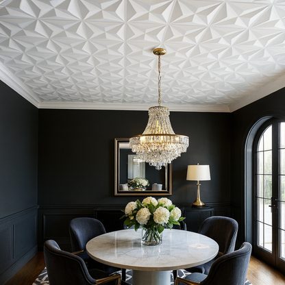 White 12 3D: Decorative Ceiling & Wall Panels - 2m2 (21.52 sqft) - 8 Panels