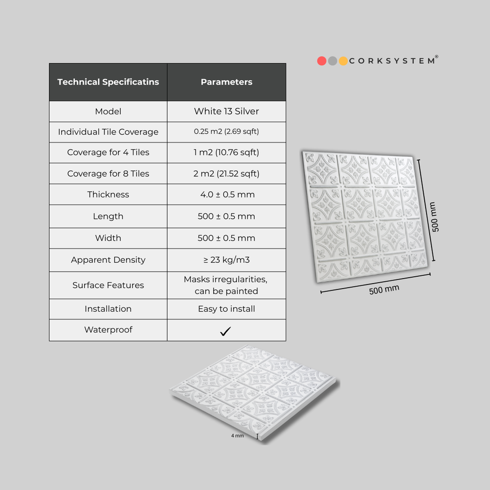 White 13 Silver Decorative Ceiling & Wall Panels | 2m² | 8 Panels ...