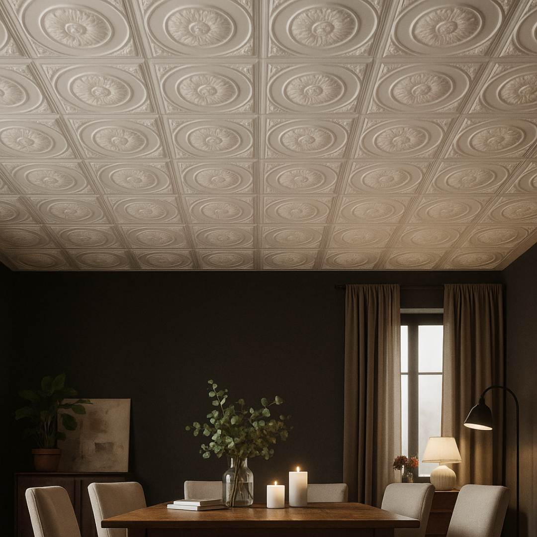 White 17: Decorative Ceiling & Wall Panels - 2m2 (21.52 sqft) - 8 Panels