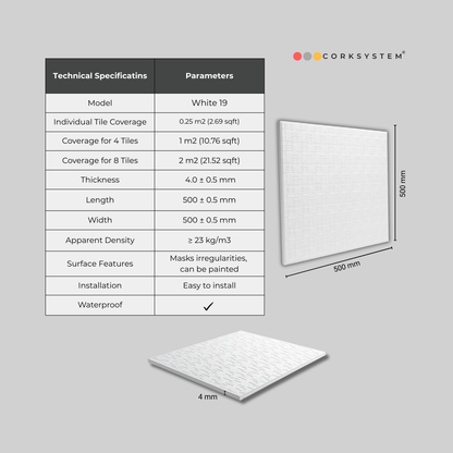 White 19: Decorative Ceiling & Wall Panels - 2m2 (21.52 sqft) - 8 Panels