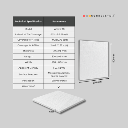 White 20: Decorative Ceiling & Wall Panels - 2m2 (21.52 sqft) - 8 Panels