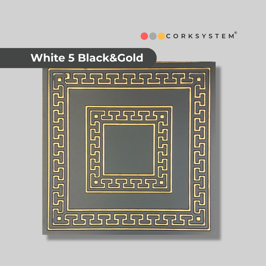 White 5 (Black&Gold): Decorative Ceiling & Wall Panels - 2m2 (21.52 sqft) - 8 Panels